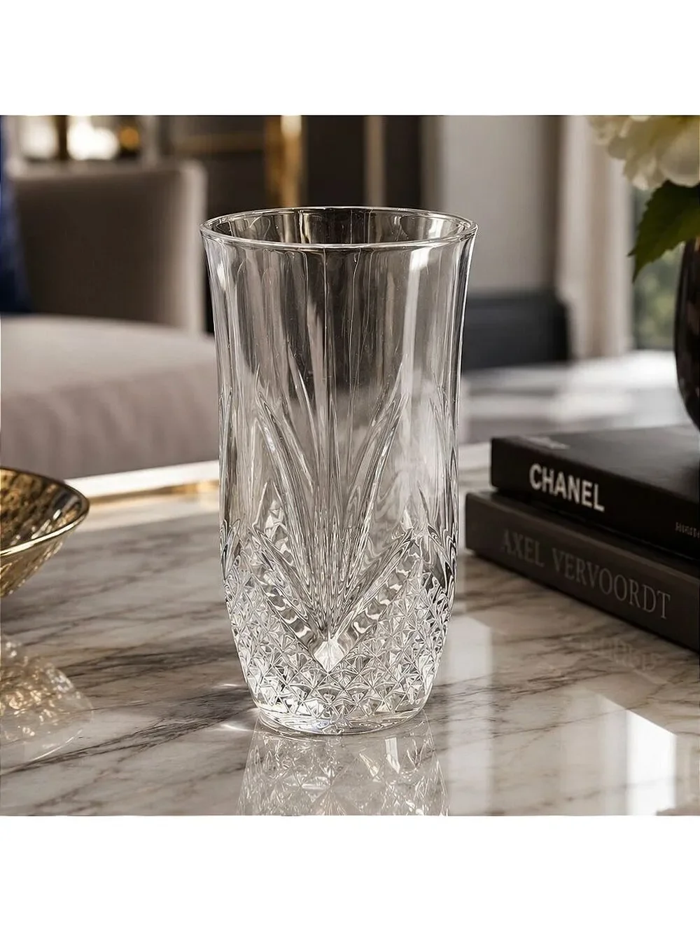 Set of 3 Cristal de Flandre Salzburg Gold Highball Glasses ~ 6
